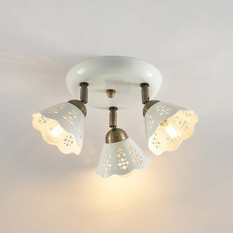 Lindby Deckenstrahler Efgenia LED Strahler 3-flg dimmbar Keramik bronze Ø 40 cm - 4251911704549