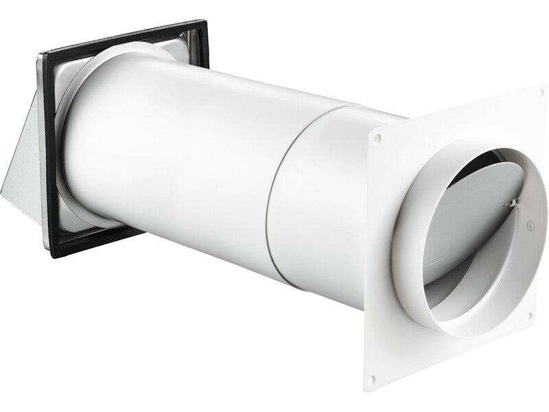 Teleskop-Mauerkasten System Ø 150mm mit Edelstahl-Ablufthaube 30-50cm flexibel - 4007873447556