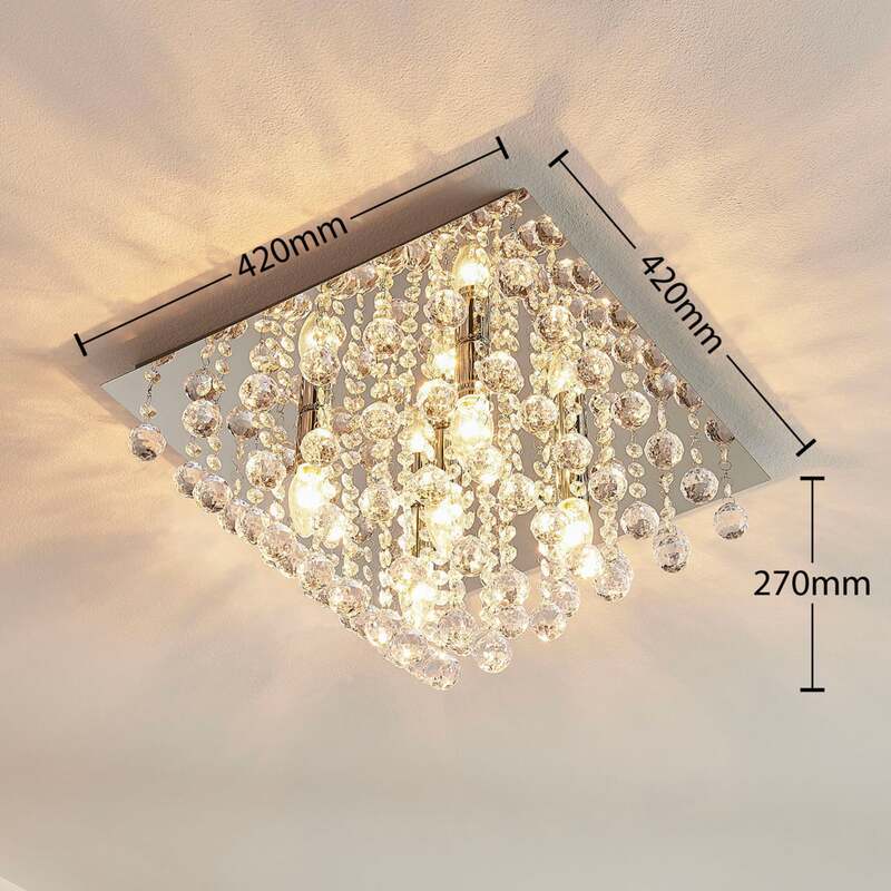 Lindby Deckenleuchte Annica LED Lampe Leuchte dimmbar chrom 42x42cm 5-flammig - 4251096535877