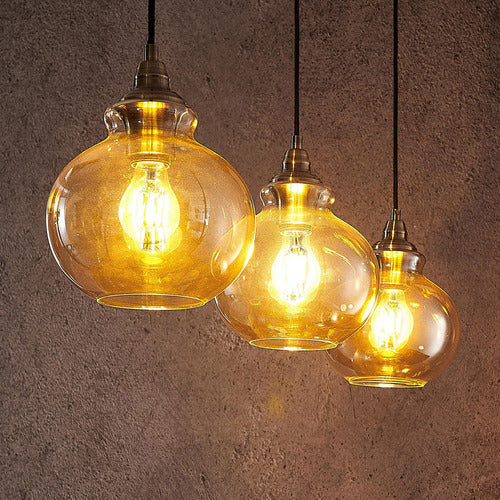 Lindby Tymoni Glas-Pendelleuchte Hängeleuchte Deckenlampe Lampe amber 3-flam74 - 4251096569988