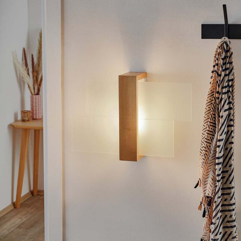 Wandleuchte Shifted 1 LED Wandlampe dimmbar Glas Holz weiß 43x30cm elegant - 5903282729445
