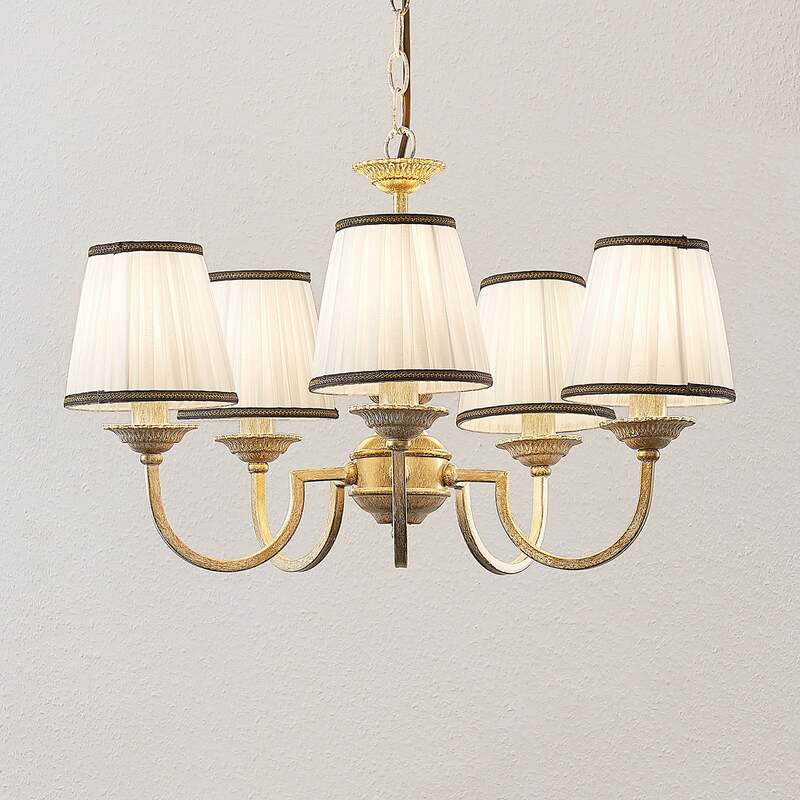 Lindby Kronleuchter Hängeleuchte Lumiel LED 5-flammig dimmbar creme messing 55cm - 4251096571394