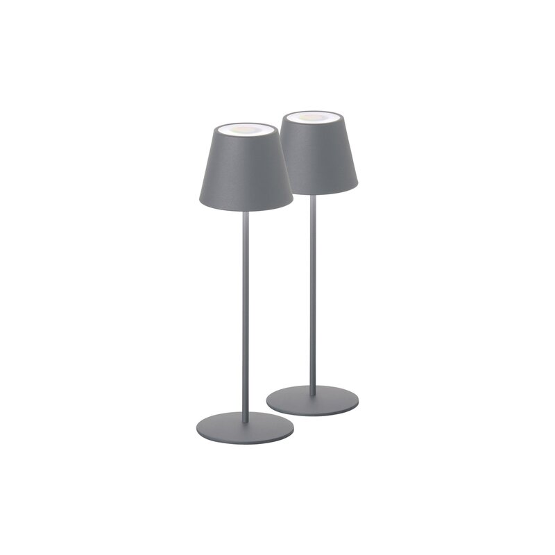 Cosenza Tischlampe Leuchte LED Akku sandgrau Set 2er Höhe 38cm Metall - 4052231503429