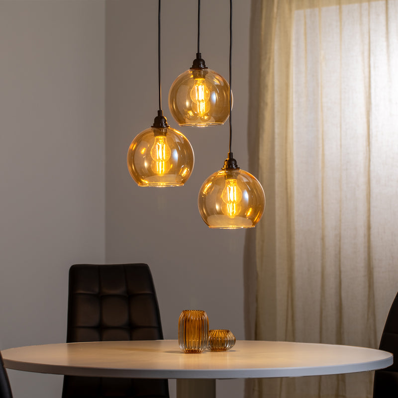 Hängelampe Gold 021 3-flammig Ø20cm Glas Metall dimmbar schwarz-gold - 8682870091177