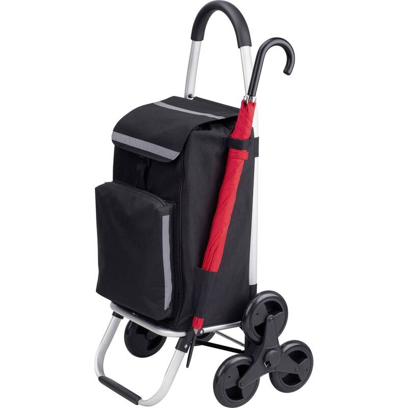 Metafranc Einkaufstrolley Einkaufswagen Aluminium schwarz 59l 20kg 47x46cm 108cm - 4004646203975