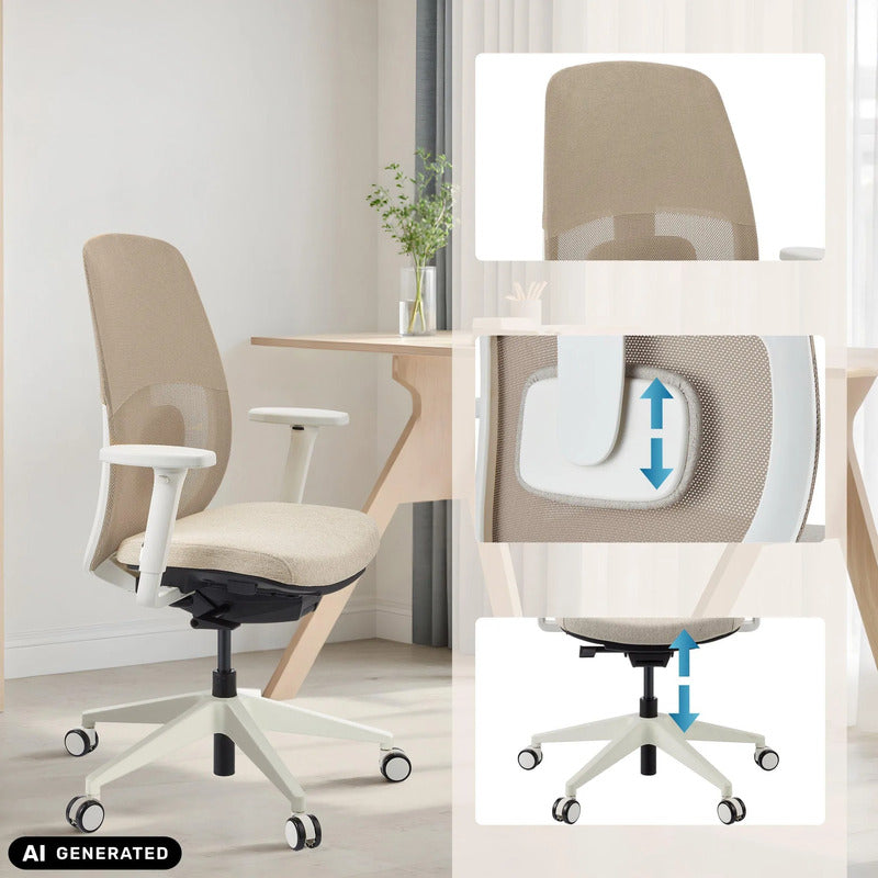 hjh OFFICE Bürostuhl Skandis Ergonomischer Schreibtischstuhl Beige mit Armlehnen - 4064323109273