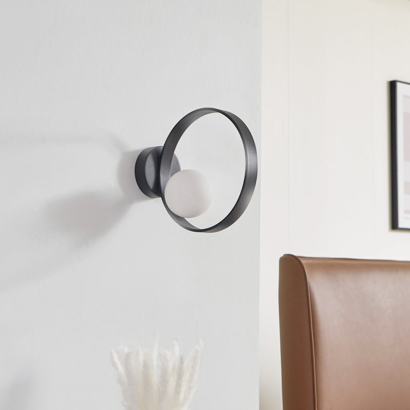 Lucande Wandleuchte Luneo LED Lampe Wandlampe schwarz opal 30cm 360 Lumen - 4251911778946