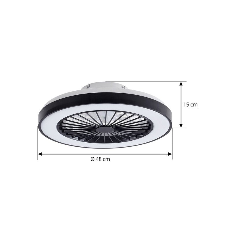 Lindby Deckenventilator Teleo LED Ventilator schwarz dimmbar Tuya Ø48cm IP20 - 4251911780215