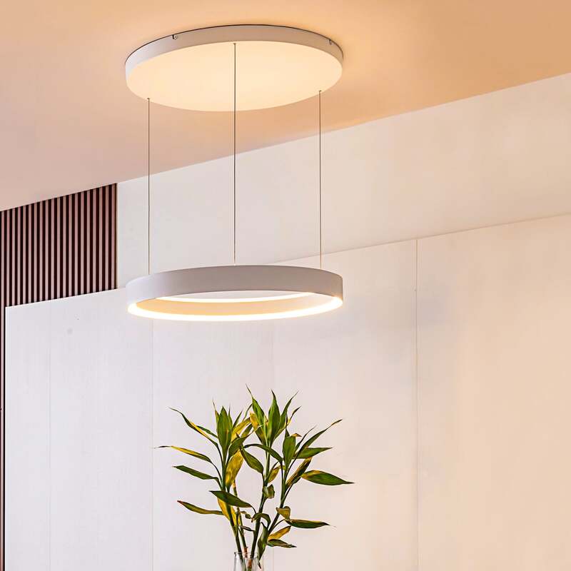 Lucande LED Hängeleuchte Pendelleuchte Philine Deckenlampe 60 cm weiß Eisen - 4251911765601
