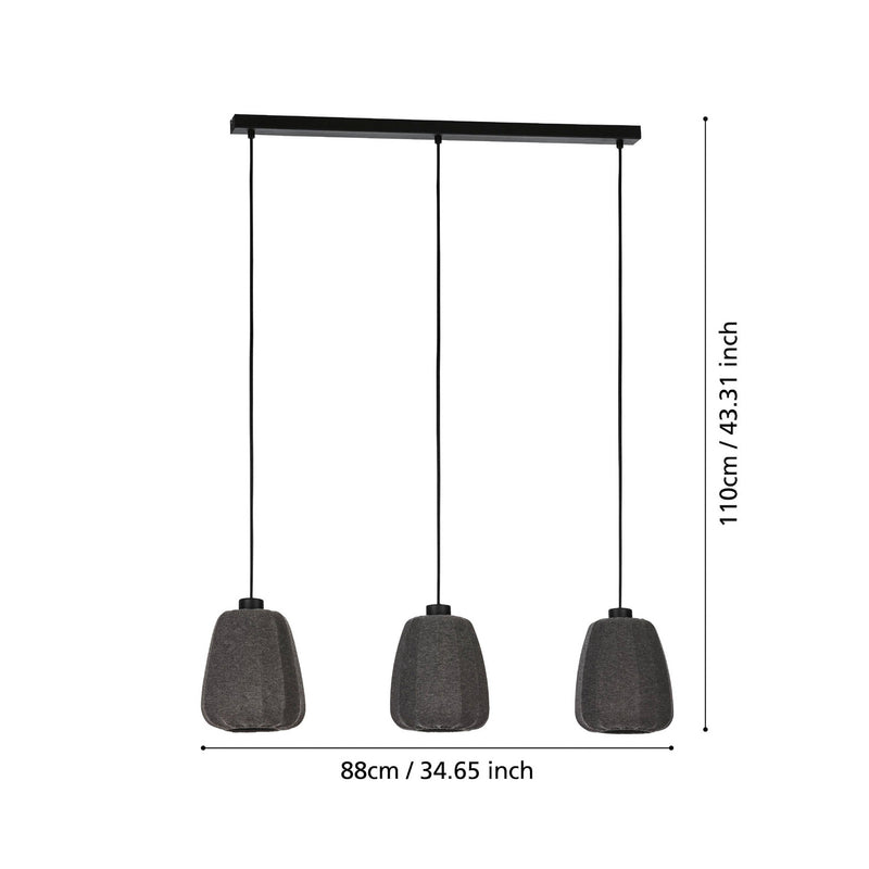 Eglo Hängelampe Hängeleuchte Barlaston LED Pendelleuchte dimmbar schwarz - 9002759439620