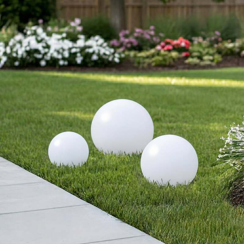 Lindby Solarlampen Außenleuchten Gartenkugeln LED Lampen Set weiß Kunststoff504 - 4251096525168