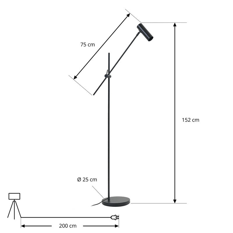 Lindby Stehleuchte Vilo LED Lampe beweglich schwarz 153cm GU10 Metall Leuchte - 4255830905988