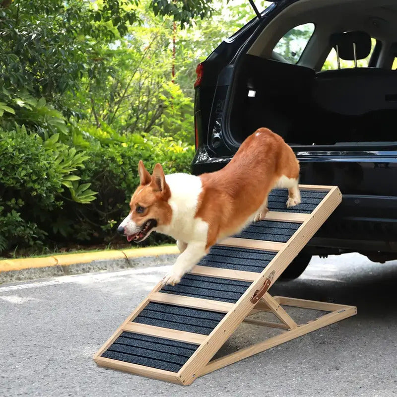 Sandinrayli Klappbare Hunde-Rampe aus Holz rutschfest 40-61 cm Höhe bis 60 kg - 6974062897745