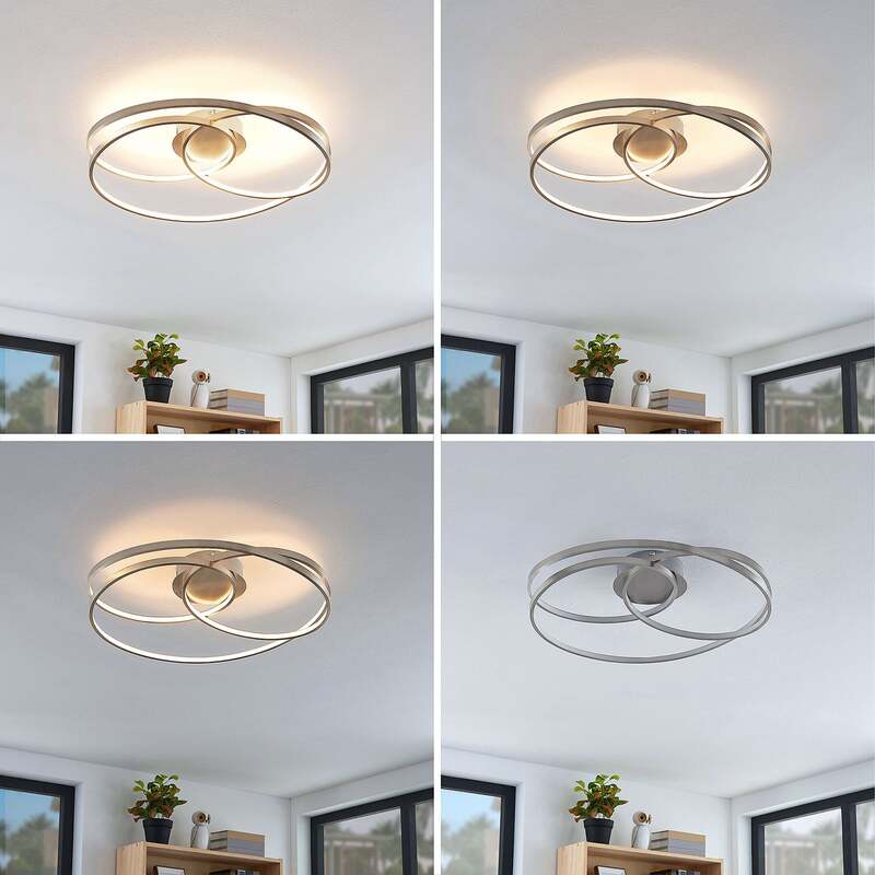 Lindby Deckenlampe Joline LED Leuchte dimmbar nickel Ø60cm 2400 Lumen warmweiß - 4251096563696