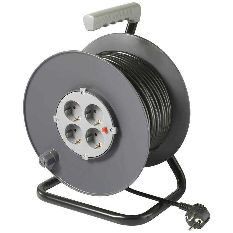 SYGONIX Kabeltrommel 25m 4 Steckdosen Innenbereich 230V 3200W grau Schutzkontakt - 4064161250571