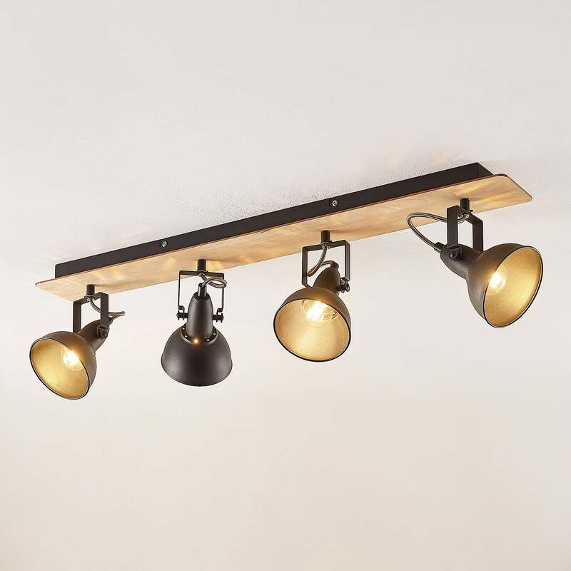 Lindby Deckenlampe Hängeleuchte Aylis LED Lampe dimmbar schwarz Holz 82cm - 4251096577761