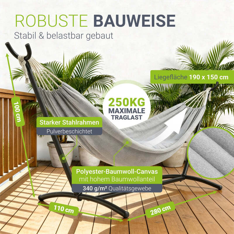 Hängematte Paya Mobile Outdoor Hängematte mit Tragetasche und Gestell grau - 4262437181776