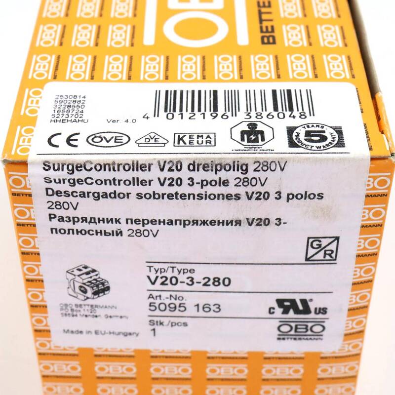 OBO Bettermann 5095163 Überspannungsableiter 1 St. Überspannungsschutz V20-3-280 - 4012196386048