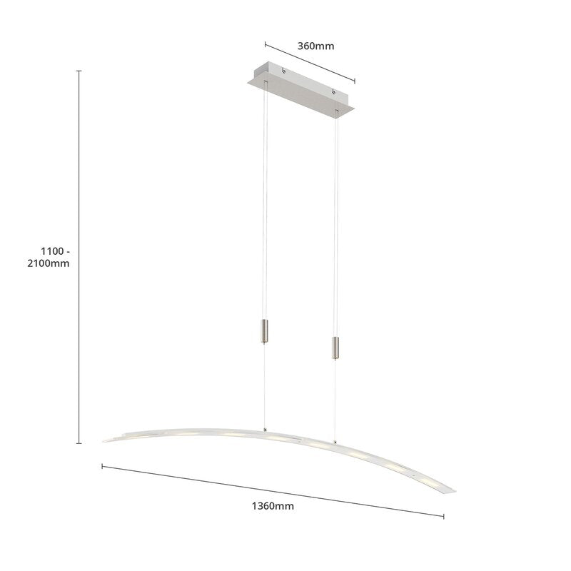 Lindby Pendelleuchte Hängeleuchte LED Manon Glas Metall höhenverstellbar grau - 4251096527865