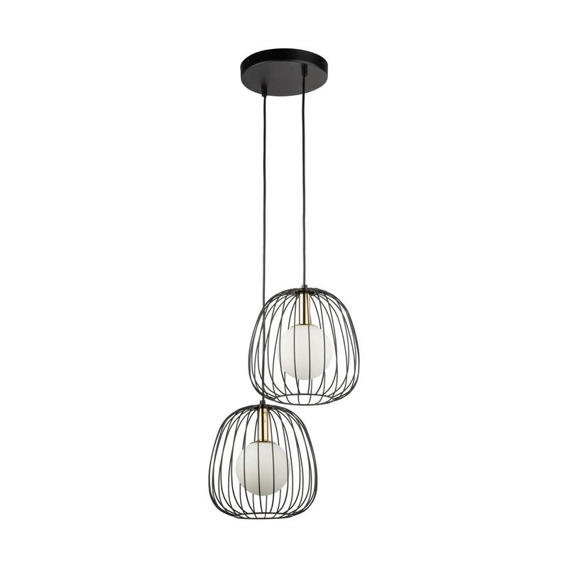 SIGMA Hängeleuchte Pendellampe Esszimmerlampe schwarz gold weiß 2flg modern193 - 5905143286432
