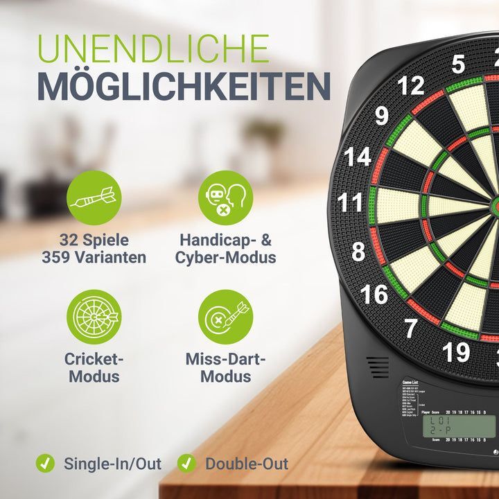 Elektronische Dartscheibe E-Dartscheibe LCD-Display USB-C Anschluss 18 Pfeile - 4262437186542