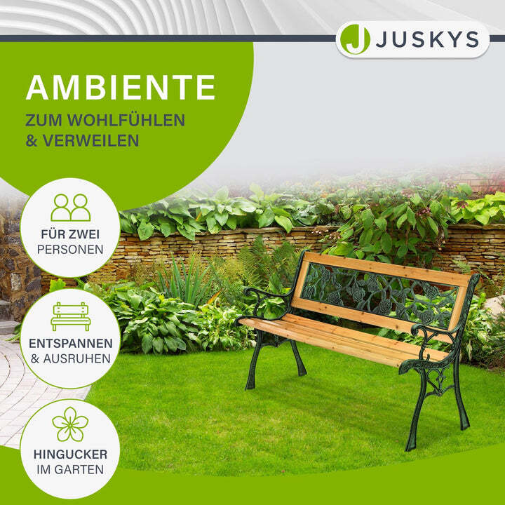 Gartenbank Venezia 2 Sitzer Parkbank Holzbank aus Tannenholz und Gusseisen - 4260565520757