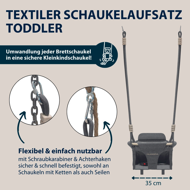 HUDORA Schaukelaufsatz grau für Kinder 1-2 Jahre Indoor Outdoor bis 12 kg - 4005998721032