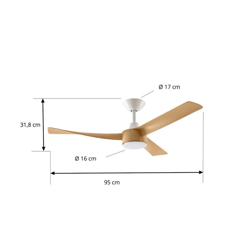 Lucande Deckenventilator Airona LED Ventilator dimmbar leise Eiche weiß 95x95cm - 4255830911781