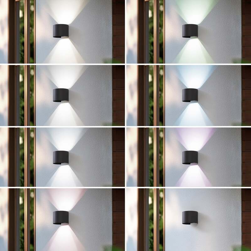 Lindby Außenwandleuchte Gartenlampe Dara LED dimmbar CCT RGB dunkelgrau IP54 - 4251911776546