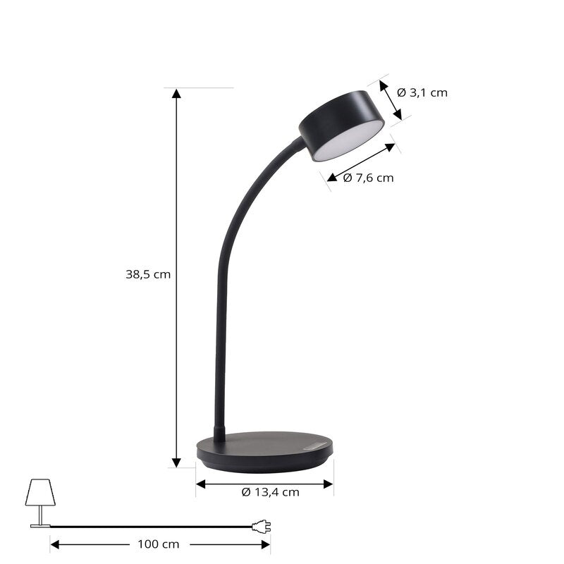Lindby Tischleuchte Tischlampe LED Maori Schwarz Metall dimmbar flexibel USB - 4251911774368