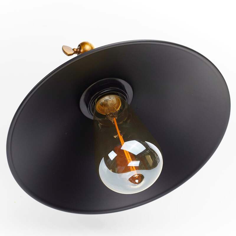 Globo Wandleuchte Viktor im Industriedesign schwarz altmessing dimmbar 1x60W E27 - 9007371337194