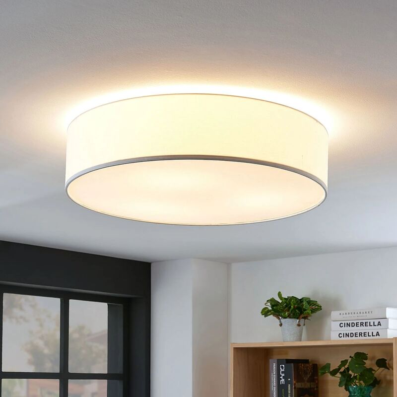 Lindby Gordana Fabric Ceiling Lamp in White, 57 Cm - 4251096558814