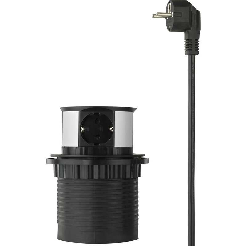 Sygonix SY-4780156 Steckdosenturm Schwarz Silber Schutzkontakt Steckdose 2 STÜCK - 4064161188492
