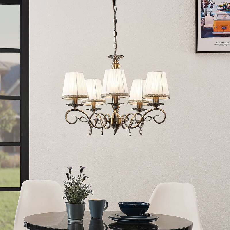 Lindby Kronleuchter Finnick 5-flammig LED Hängelampe dimmbar altmessing Ø 60 cm - 4251096571547