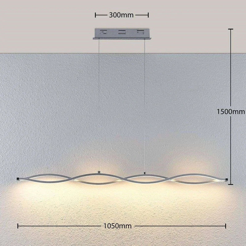 Lucande Pendelleuchte Hängeleuchte LED Balken wellenförmig weiß chrom silber Roa - 4251096560206