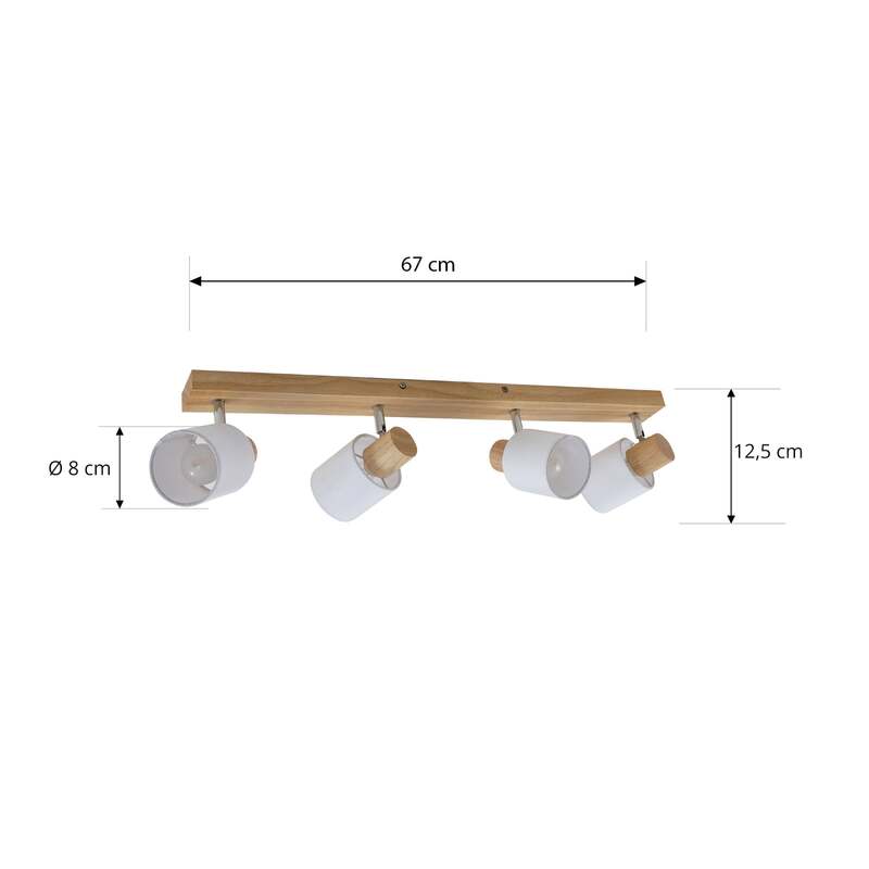 Lindby Deckenleuchte Wanessa LED Deckenlampe Strahler dimmbar Holz weiß 67cm - 4251096566772