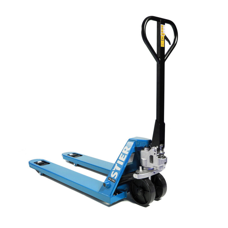 STIER Gabelhubwagen Tragkraft 2500kg Handgabelwagen Nylon-Reifen blau 1150mm - 4260439008527