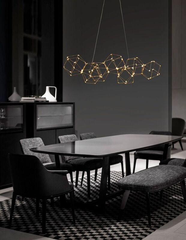 Nova Luce Pendelleuchte Hängeleuchte NEBULA LED Gold Warmweiß 33,6 W 108 cm - 5212017420596