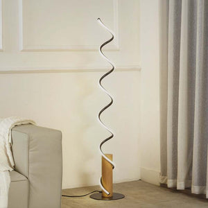 B-Ware Lindby LED-Stehleuchte Spiraali grau Holz 133 cm warmweiß 2410 lm