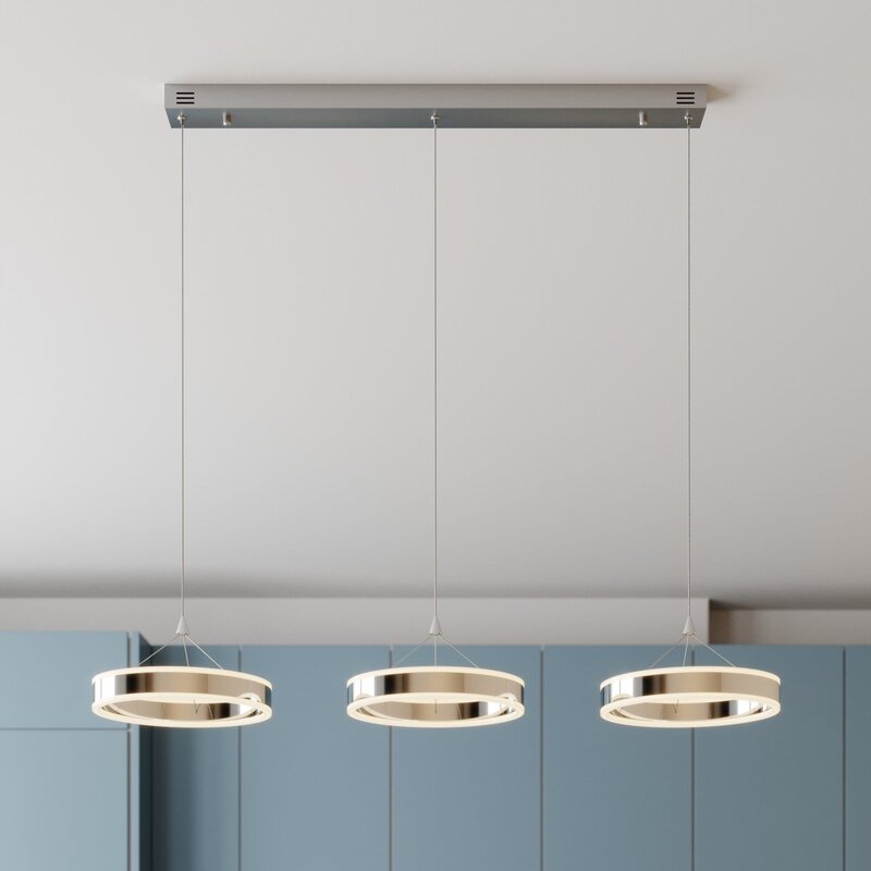 Lucande Pendelleuchte Hängeleuchte LED Chrom Lyani dimmbar Esszimmerlampe848 - 4251096550290