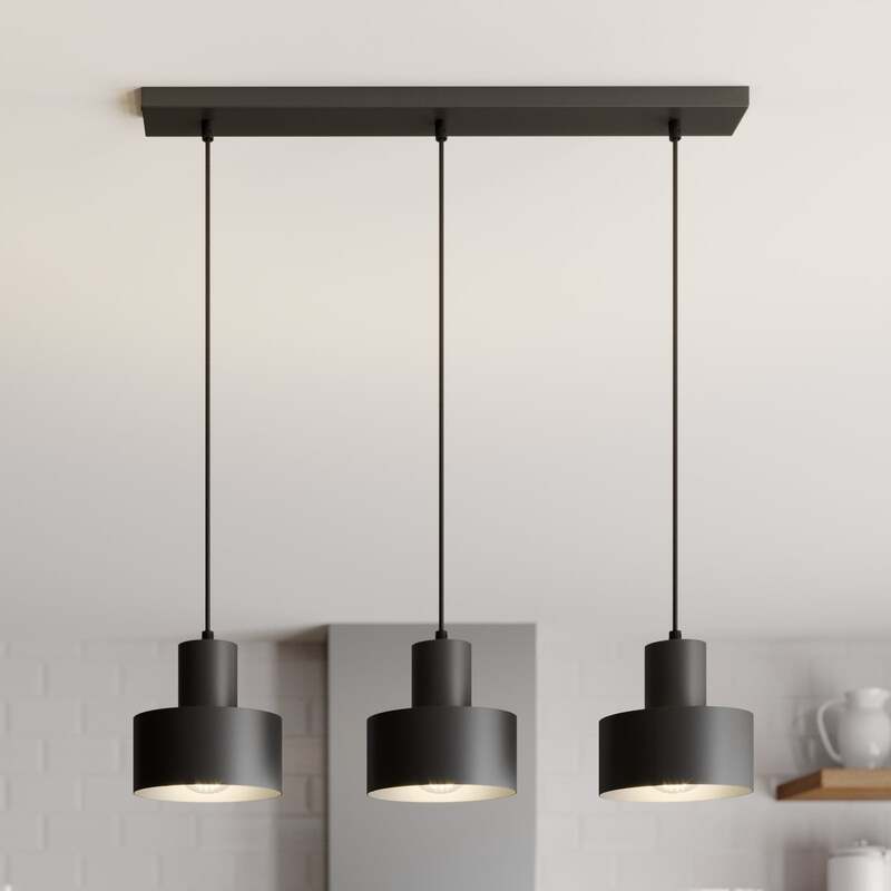 Hängeleuchte Rif Pendelleuchte dimmbar 3-flammig E27 schwarz 67x15 cm Made in EU - 5902335264001