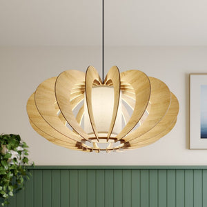 B-Ware Euluna Hängeleuchte Modern A L Pendelleuchte Deckenlampe Lampe Holz E27 Ø 60 cm