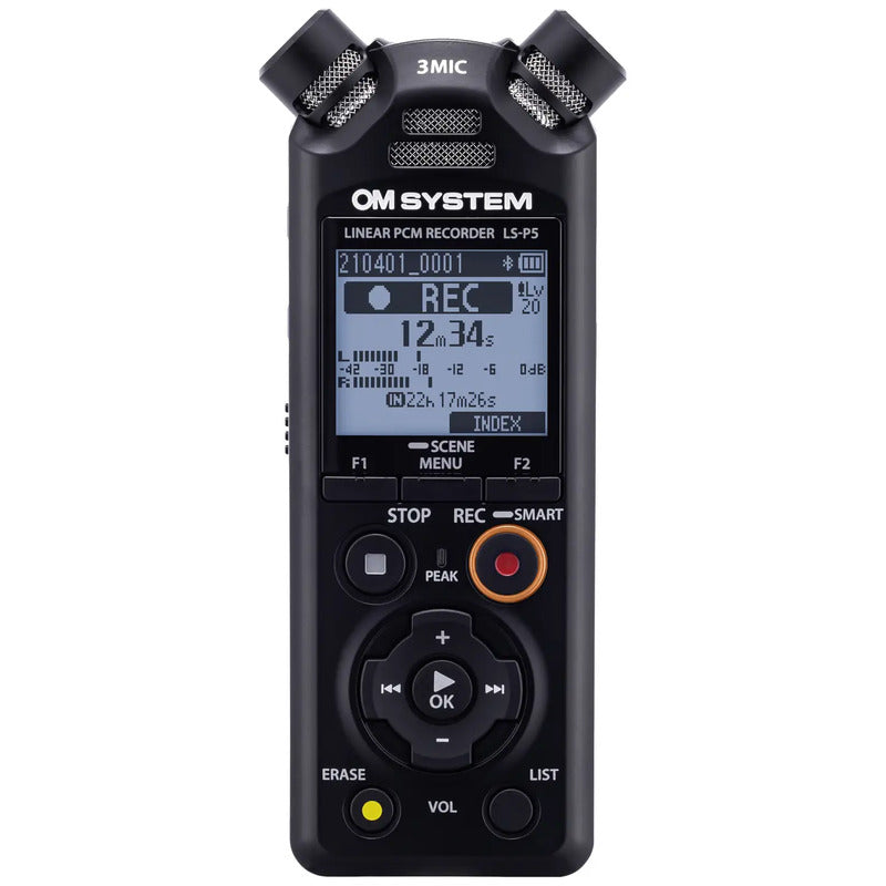 OM System LS-P5 Mobiler Audio-Recorder Schwarz 24-bit 96 kHz FLAC Aufnahme - 4545350053659