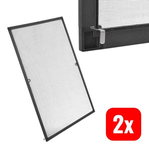 2x B-Ware Fliegengitter Fenster Insektenschutz Aluminiumrahmen anthrazit 100x120cm robust
