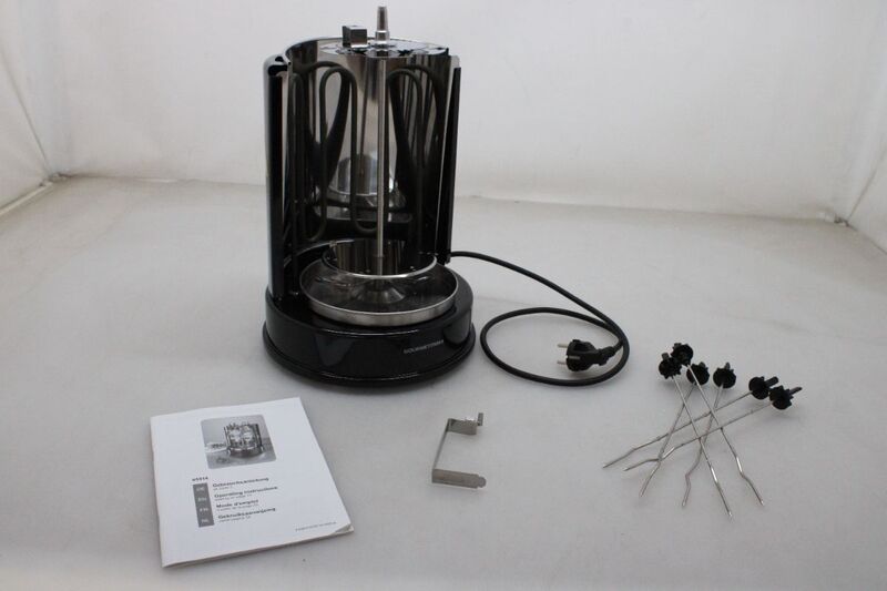 GourmetMaxx 05914 Stand Dönergrill 1400 W mit Grillspieß Schwarz Edelstahl - 4016471059146
