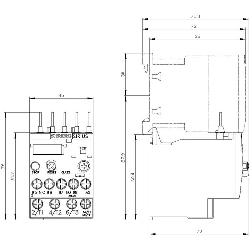 Siemens Überlastrelais Relais 690V S00 3RU2116-1AB0 1 Schließer 1 Öffner 1 Stück - 4011209781597