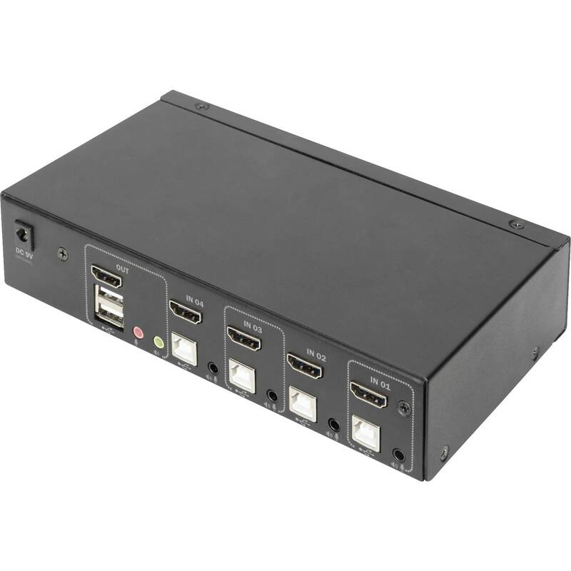 Digitus KVM Umschalter Switch HDMI 4K 4 Port USB Schwarz Schalter KVM-Switches - 4016032468639