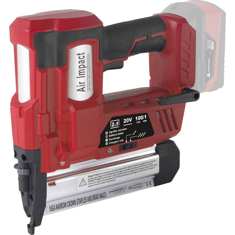 TOOLCRAFT Akku-Nagler Kabellose Nagelpistole inkl Akku-Lampe ohne Akku Ladegerät - 4064161194745
