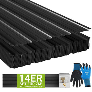 B-Ware Trapezblech Profilblech anthrazit verzinkter Stahl Set inkl. Handschuhe 14er Set