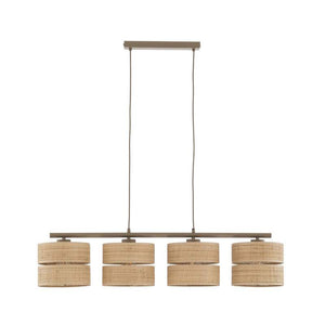 B-Ware Hängeleuchte Calma 4-flammig LED Pendelleuchte dimmbar beige 95cm aus Bast Licht
